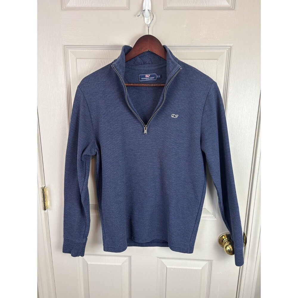 Vineyard Vines Men's Saltwater 1/4-Zip Pullover Size Small Navy Blue 241